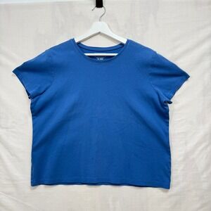 LL Bean T-Shirt Womens XL Blue Short Sleeve Crew Neck Cotton Tee Regular